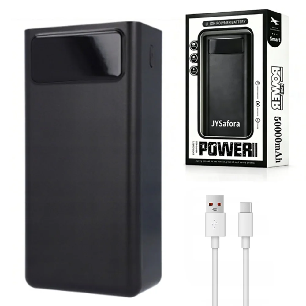 50000mAh Powerbank mit Batterie-Digitalanzeige 4 USB-Anschlüsse Leistungsstarke Taschenlampe für iPhone Samsung Huawei Xiaomi Schnelles Laden-Schneller Versand