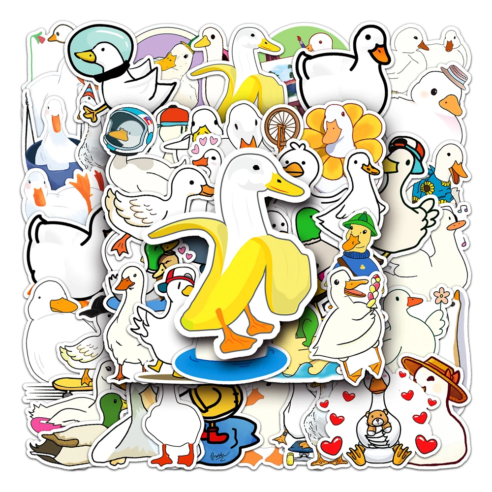 10/50 Pcs Cartoon Animal Cute Duck Graffiti Sticker Decoration Snowboard Suitcase Pencil Case Fridge DIY Thin Waterproof Sticker