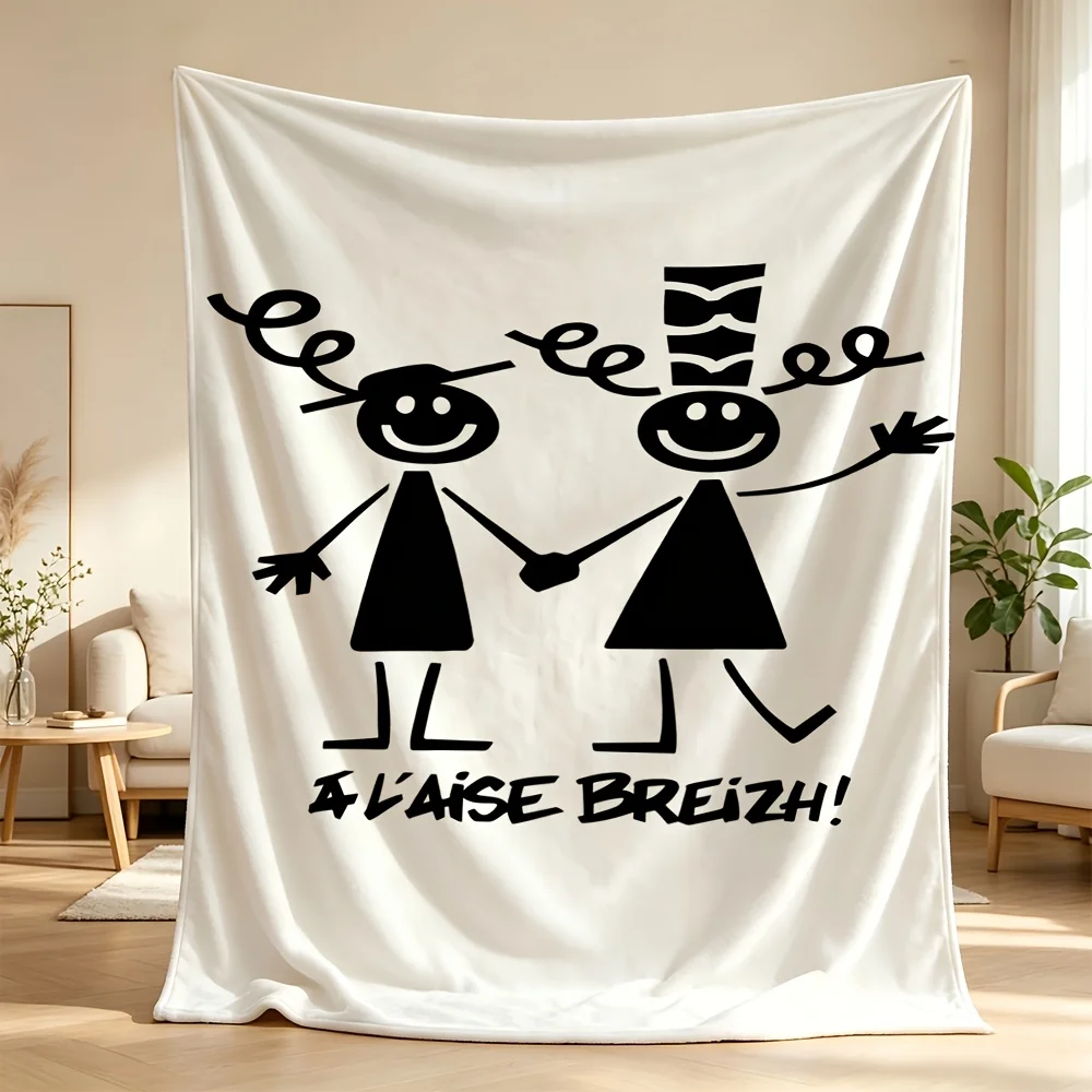 Funny Cartoon Friends Pair Couple Throw Blanket Tapestry Large 150x200cm Home Decor Plush Couch Gift for Wall Art