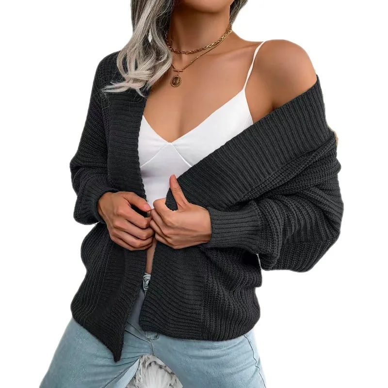 Women Solid Knit Sweater Cardigan V Neck Full Sleeve Jumpers Sweaters Open Stitch Casual Splice Streetwear Autumn Winter