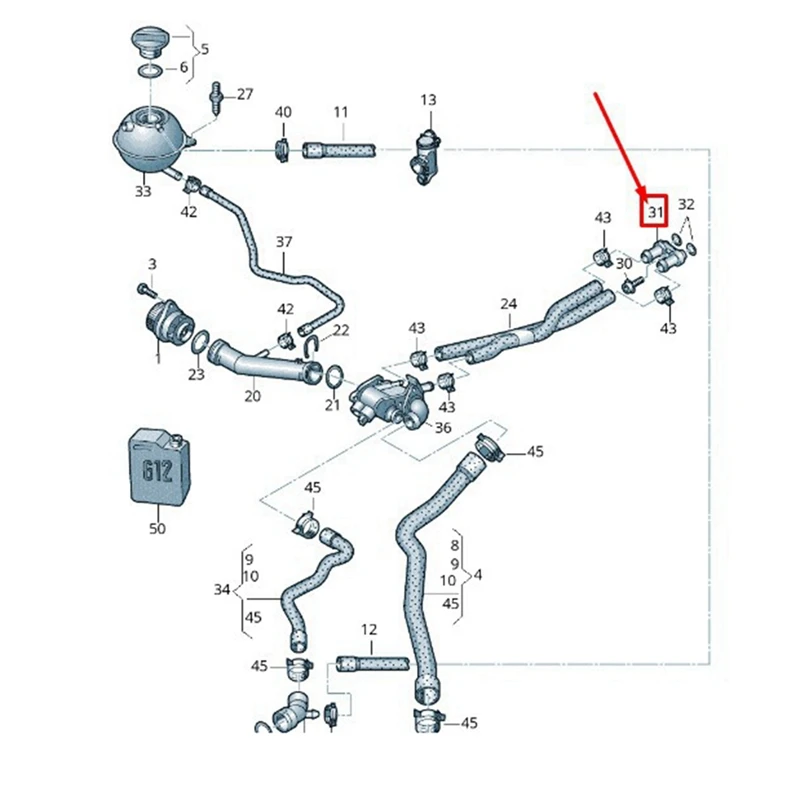 Car Coolant Pipe 6Q0-121-065N For VW Polo 2006-2023  A1 2010-2018 Radiator Internal Adapter 6Q0121065N