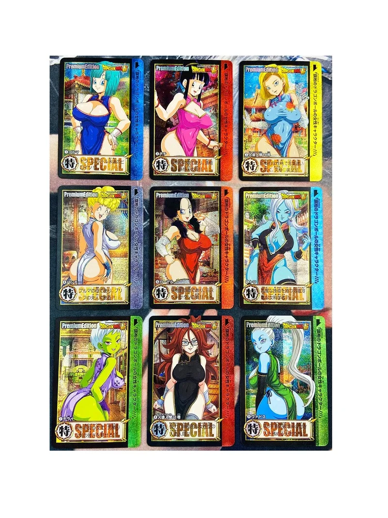 9pcs/set Dragon Ball Z Beauty Cheongsam Style Bulma Android 18 Chichi Sexy Girls Hobby Collectibles Game Anime Collection Cards