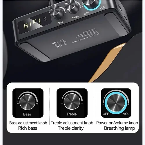 Imagen 2 del producto Transmisor y receptor de Audio Bluetooth M9/M9Pro, adaptador inalámbrico DSP, NFC/AUX/RCA/USB u-disk/TF/6,5 Mic Karaoke/Coaxial/Radio FM