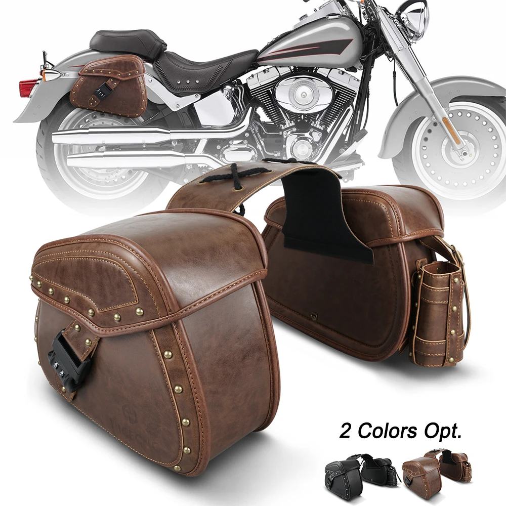 

PU Leather Universal Motocycle Side Saddle Bags Saddlebags Luggage Panier 2Pcs Motorcross Accessories Anti-theft Lock