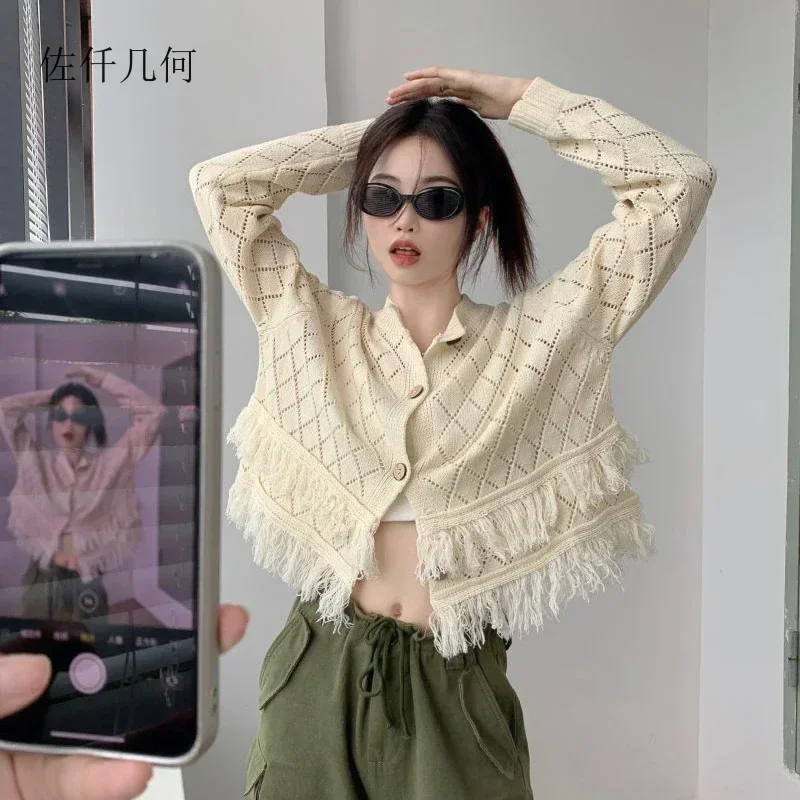 

2025 Solid Cardigan Women Sweater Knitted Chic Long Sleeve Cardigans Woman Winter Clothes