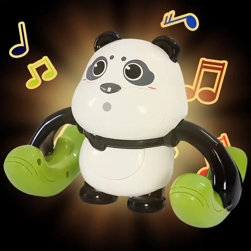 Learn To Crawl Toys Crawling Electric Tumbling Panda Toy 360 Degree Flipping Animal Toy With Light Music Voice Control