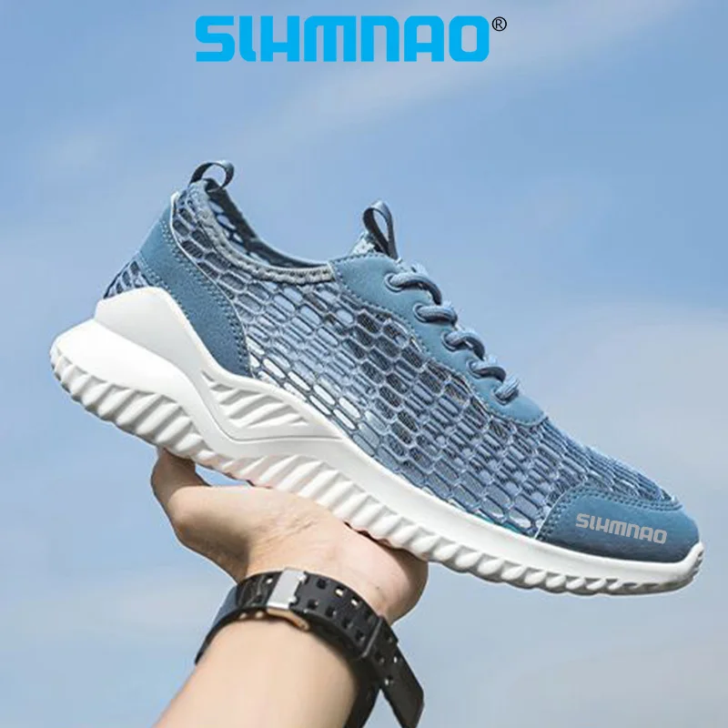 

Летняя мужская обувь для рыбалки 2024, новая легкая противоскользящая обувь для бега и пешего туризма, спортивная пляжная обувь, велосипедная обувь