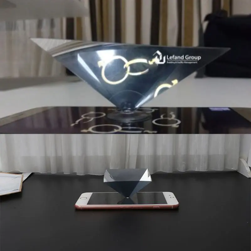 3D Hologram Pyramid Display Projector Universal for Smart Mobile Phone 360 Degree Display Video Stand with Cloth