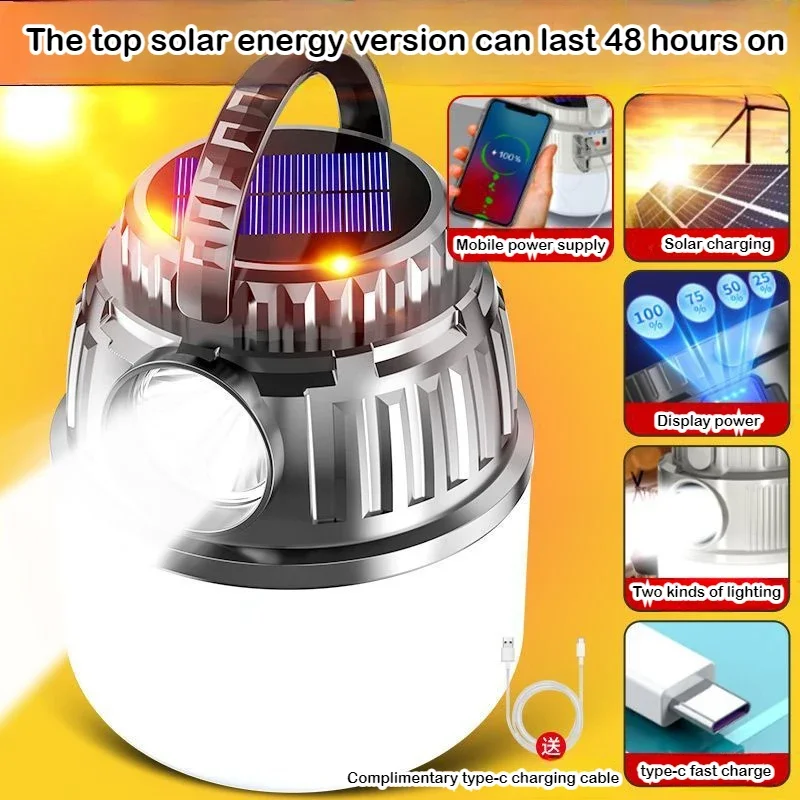 Solar Charging Light Outdoor Multi-functional Camping Light Power Outage Emergency Lighting LED Light Flashlight