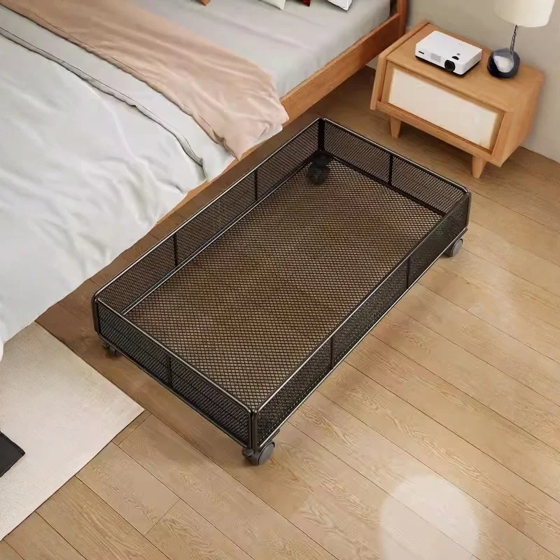 

Underbed Storage Box Pull out oe Storage Box with Wheels Simple Sle Universal Metal Double Door under Sofa TV Cabinet elf