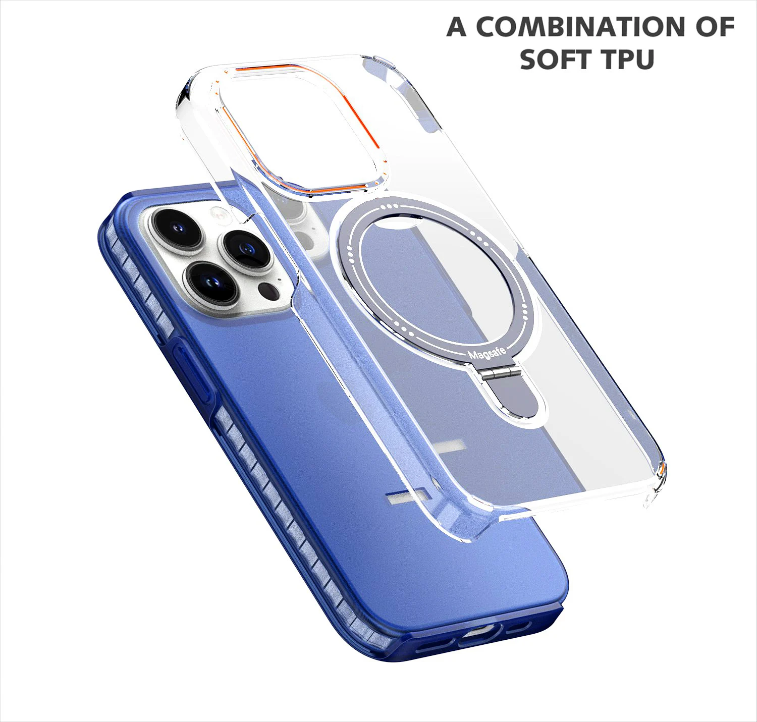 Colorful 2 in 1 Rotatable Magnetic Ring Magsafe Case for iPhone 15 Pro Max 12 13 Pro 14 Plus Translcent Frosted Defender Cover