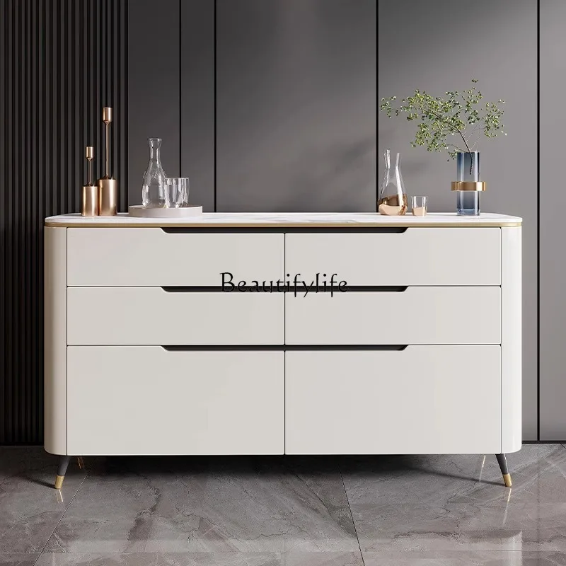 

Light luxury dining side storage cabinet Italian minimalist designer living room high-gloss lacquered slate entrance cabinet