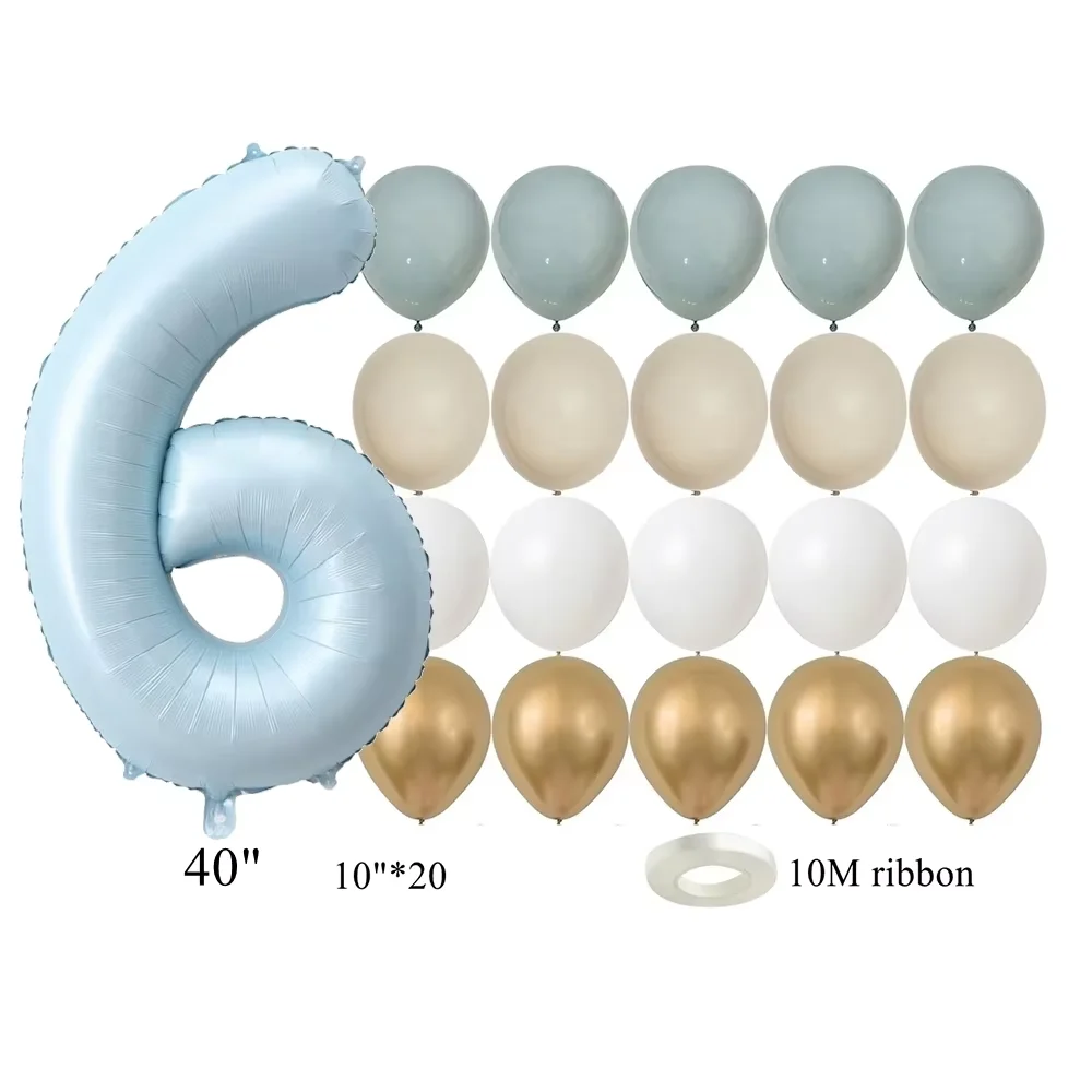22 teile/satz Baby Blau Serie Latex Ballon Vintage Blau Folie Anzahl Ballon Für jungen Geburtstag Party Jahrestag Dekoration Versorgung – Detail 9