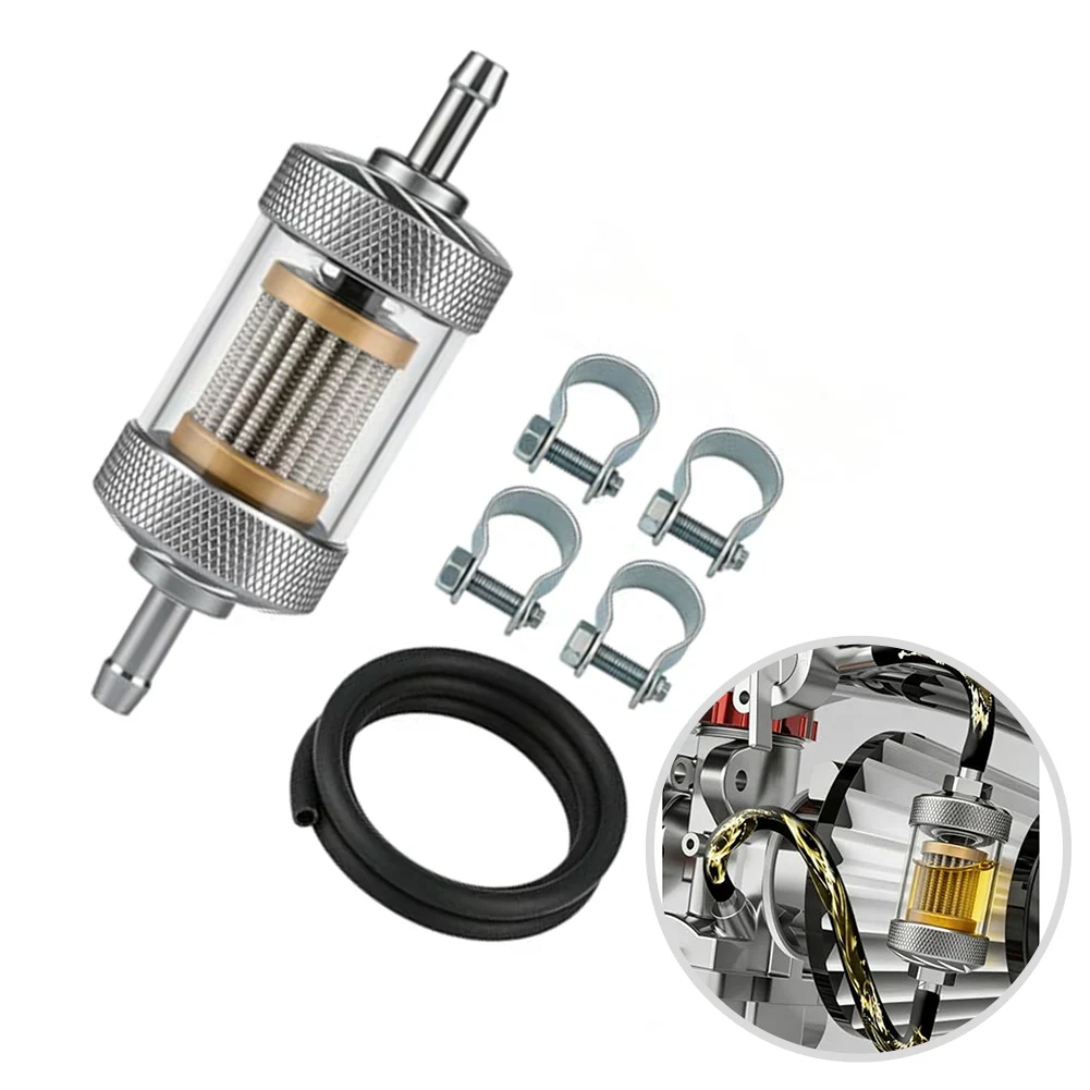 1 Set Auto 1/4" Kraftstofffilter 8mm Inline-Kraftstofffilter Motorrad ATV Dirt Bike Klassische Motorräder Autozubehör