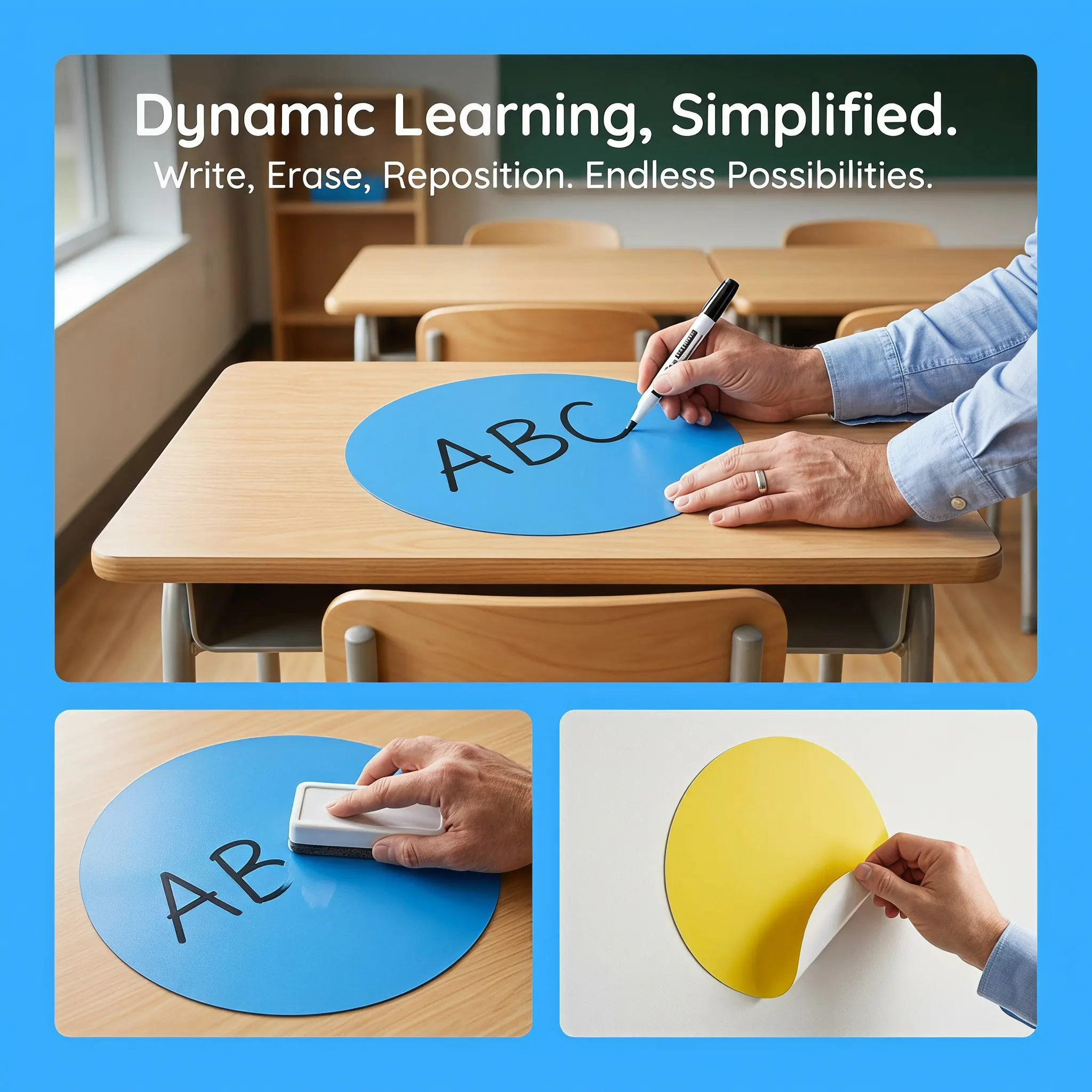10Pcs Whiteboard Stickers Dry Erase Circles Removable Vinyl Dots Colorful Classroom Teaching Decal Marker