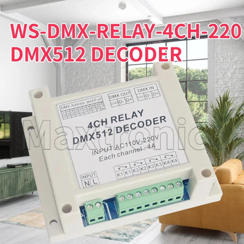 DMX-RELAY-4 Channel Relays Use for Led Lamp Led Strip Best Price 1pcs 4CH*4A Relay DMX512 Input AC110-220V New