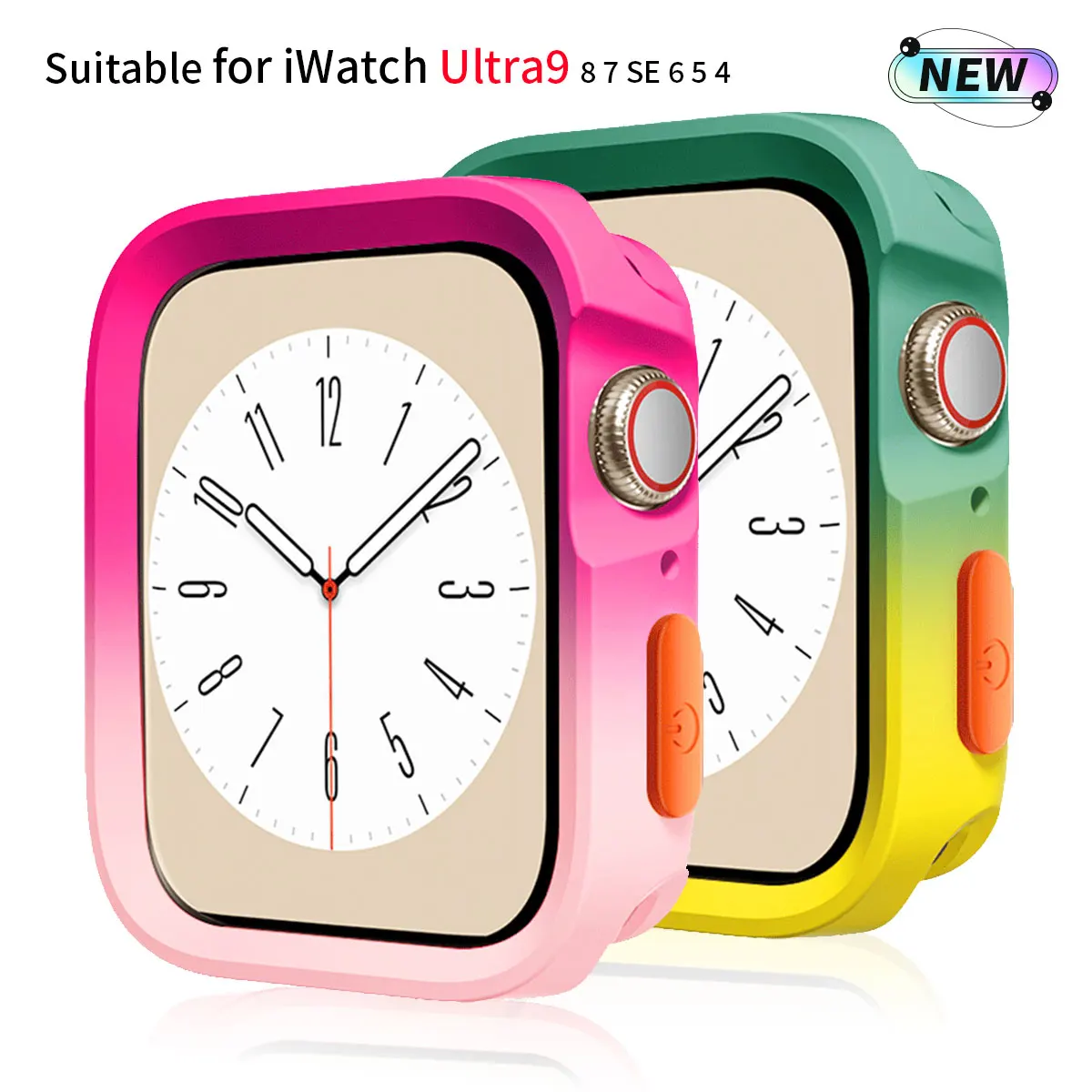 Frosted silicone two-tone soft case for Apple Watch 49mm44mm41mm45mm40mm Motion Buffer Protection frame for iwatch Ultra 987654