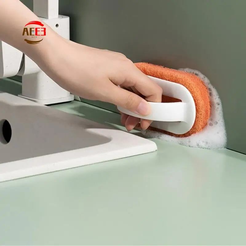 AEE3-Kitchen Cleaning Bathroom Toilet Glass Wall Cleaning Bath Brush Plastic Handle Sponge Bath Bottom Bath Brush