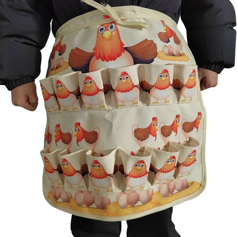 Kids Sleeveless Multifunctional Apron with Egg Collecting Bag Protective Apron for Chicken Coop Egg Picking Kitchen
