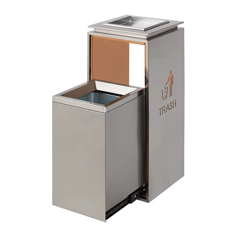 Free Standing Outdoor Stainless Steel Waste Bin Hospital-Grade Trash Can Liners Without Lid