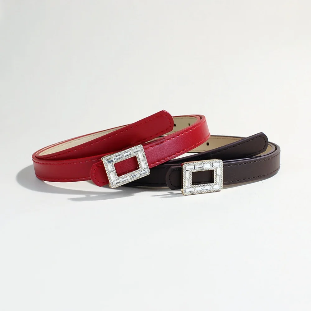 Fashionable Dress Belt for Women Slim Fit Casual Leather Belt with Smooth Buckle Korean-Style Minimalist Women's Leather Belts