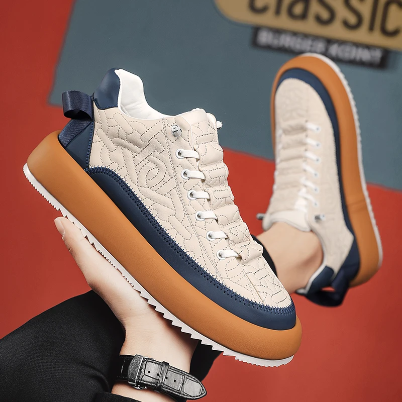 

Walking Shoes Casual For Male Winter Men Vulcanized Sneakers Shoes Tennis Sports Pu Slip-on Mix Color High Quality Skateboarding