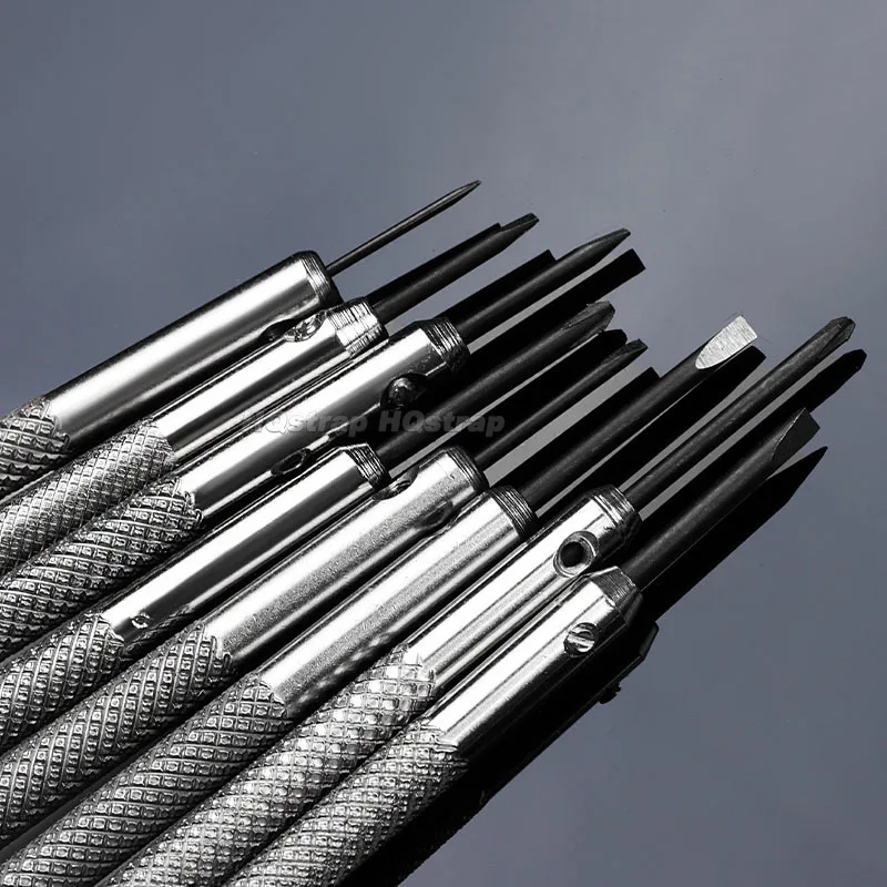 9PCS 0.8-2.0mm 스크루 드라이버 키트 시계 제조 업체 회전베이스에 대 한 시계 도구를 수리 휴대용 시계 제거 도구 액세서리