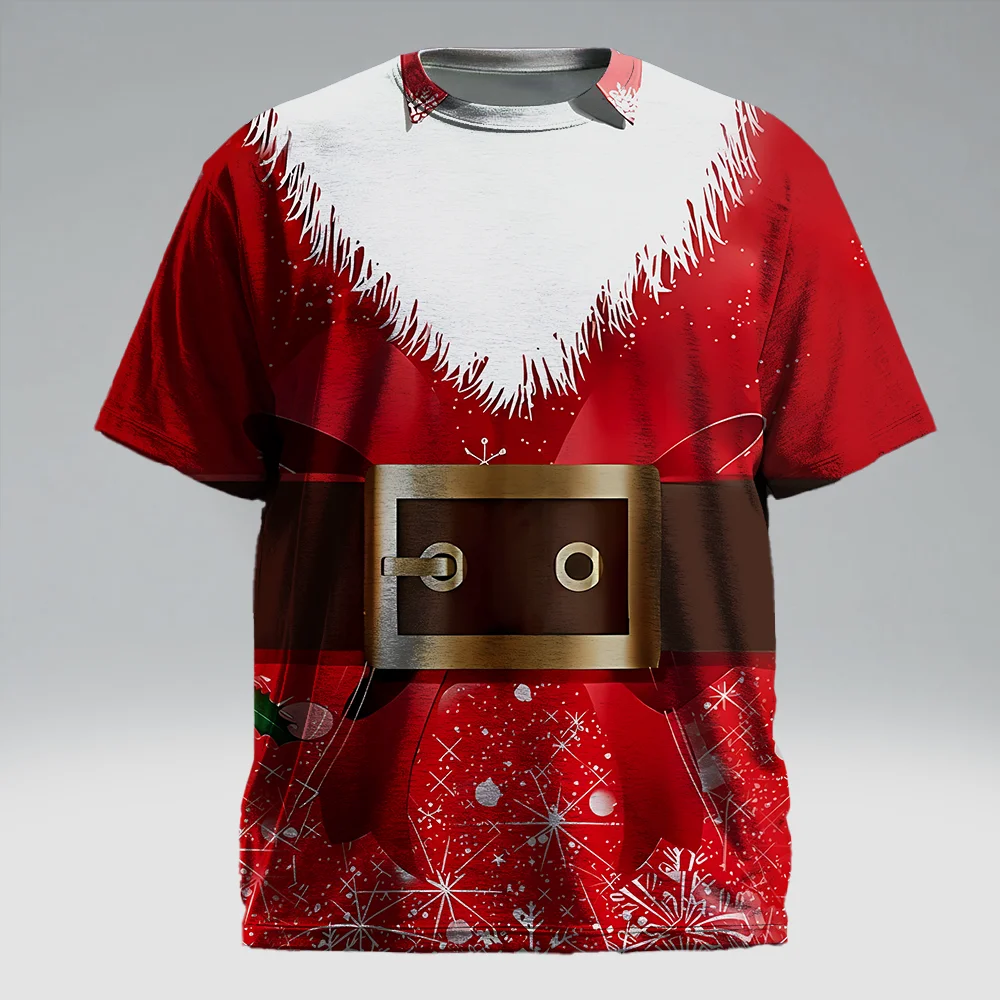 

S-9xl plus size Big & Tall Short Sleeve (Christmas Element) Stylish Red-Green Hues, Lightweight, Fits Guys for All-Day Comfort