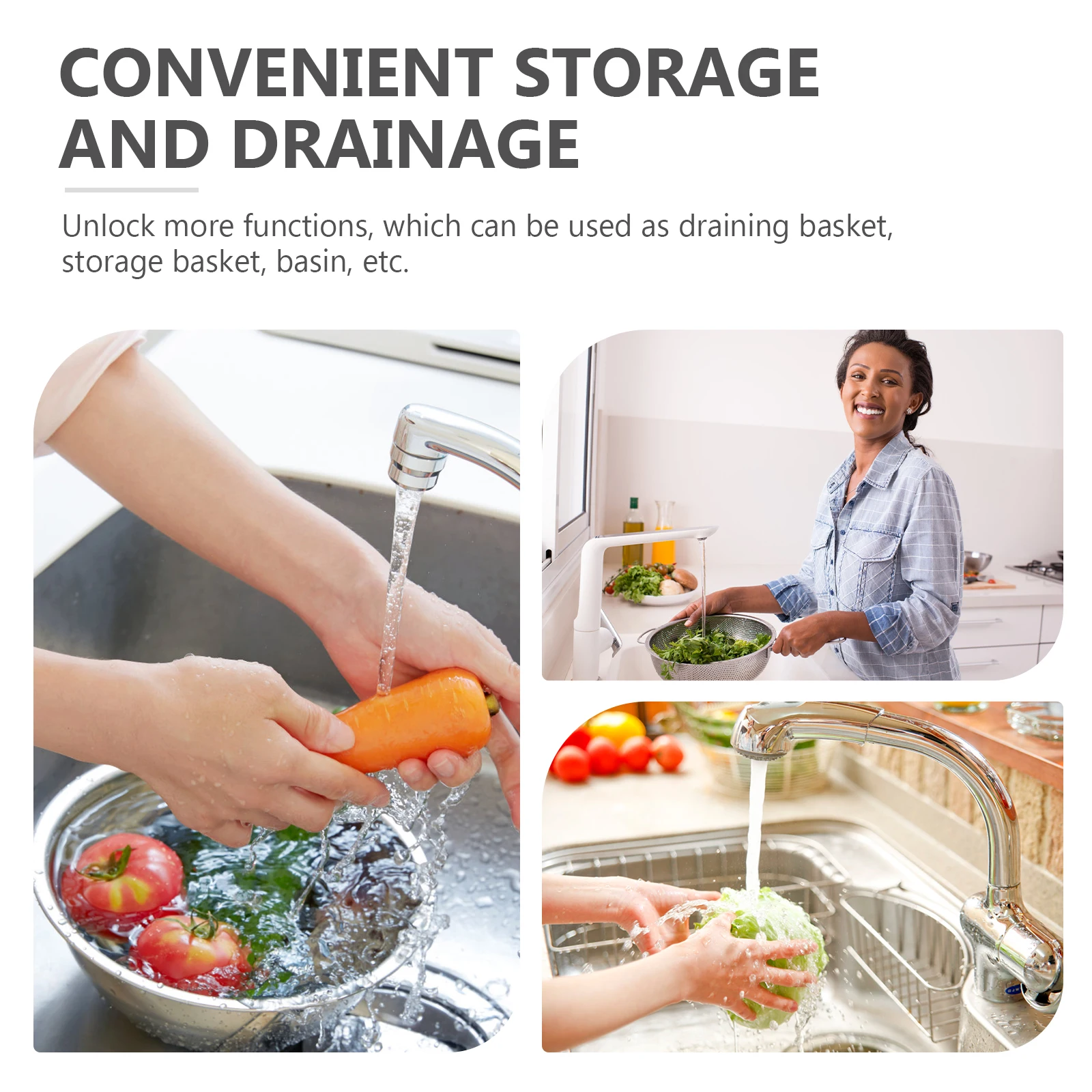 

4Pcs Kitchen Sink Basket Drainer Colander Mesh Strainer Storage Rack Fruit Vegetable Drain Basket Mesh Strainer