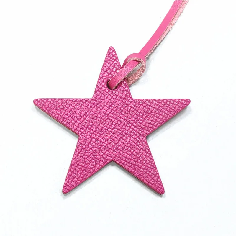 Charm Star Shaped Cowhide Leather Keyring Keychain Pendant Ladies Women Bag Accessories Charm