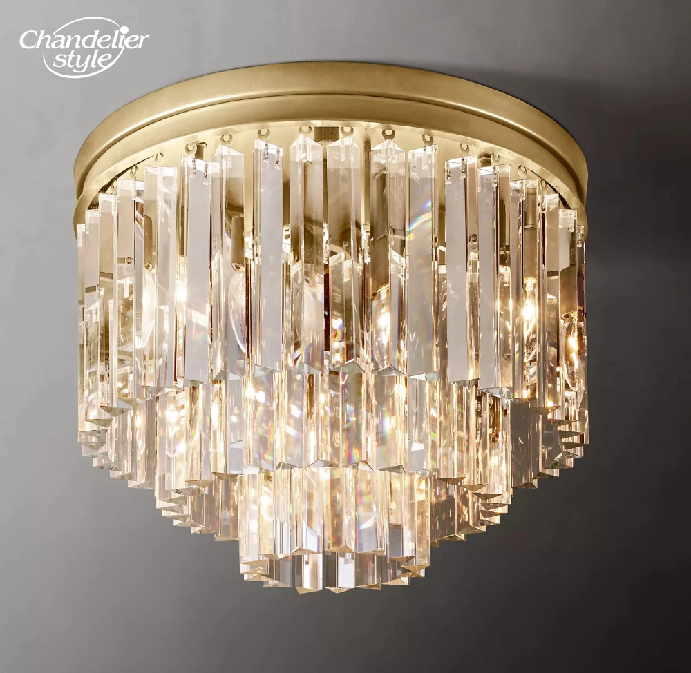 Modern Crystal Ceiling Lights Fixture LED 1920s Odeon Flushmount Bedroom Living Room Dining Room Indoor Lighting