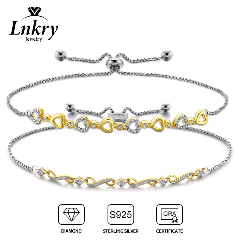 

Lnkry Adjustable Diamond Bracelet Genuine 925 Certified Original Silver Chain Bracelets for Women 2025 Infinity Hand Jewelry