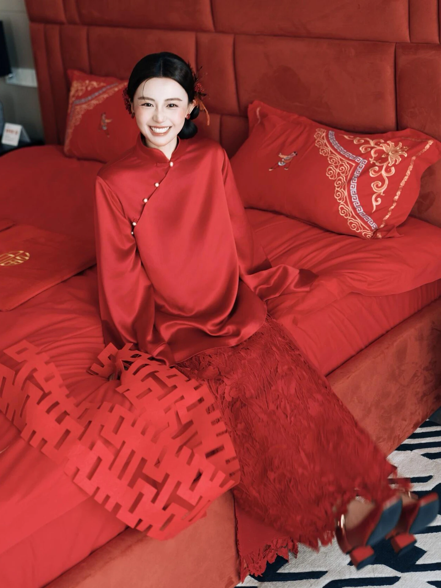 

Красный свадебный комплект: новое китайское вечернее платье для помолвки, роскошное утреннее платье для невесты, халат для свадьбы