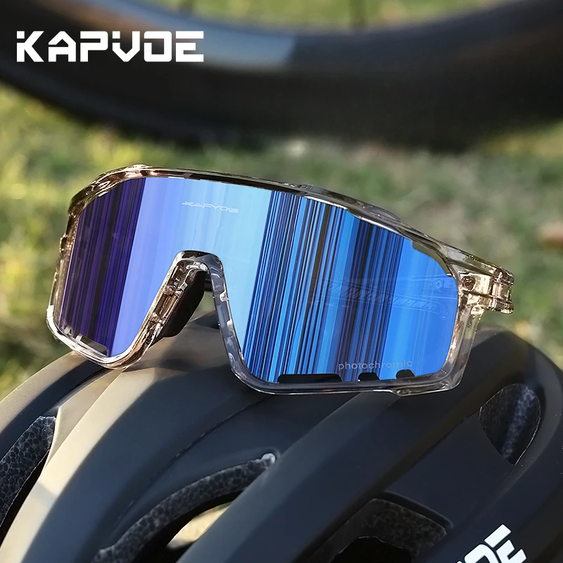 Kapvoe Kleur Meekleurende Fietsbril MTB Zonnebril voor Mannen Vrouwen Sport Snelheid Mountainbike Fiets Cycl Brillen Goggle