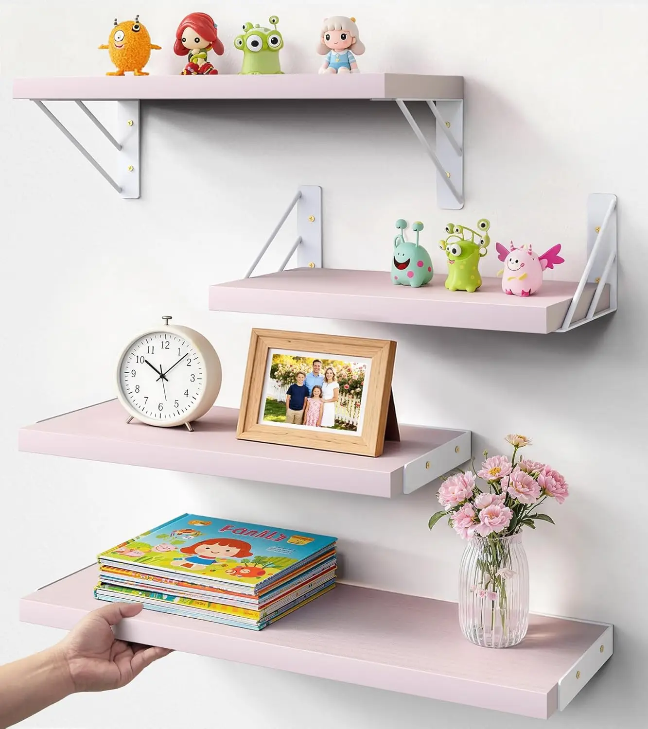 

Wall Shelves for Bedroom Decor, Pink Floating Wall Shelf for Living Room Kitchen Storage,Mounted