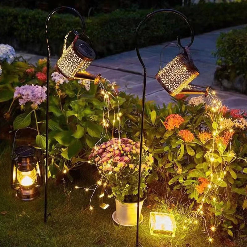 Imagem -03 - Led Solar Watering Can Light Pendurado Chaleira Lanterna ao ar Livre Lâmpada Impermeável Villa Path Gramado Quintal Decoração de Jardim