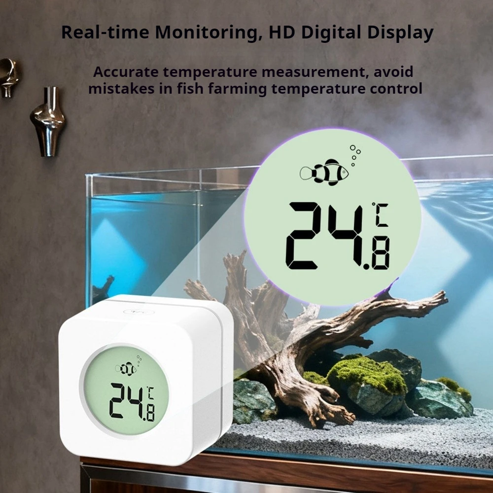 

LCD Digital Display 2-in-1 Aquarium Magnetic Brush & Thermometer -20~60°C ±1°C Accuracy ≤10mm Glass Algae Cleaner Fish Tank