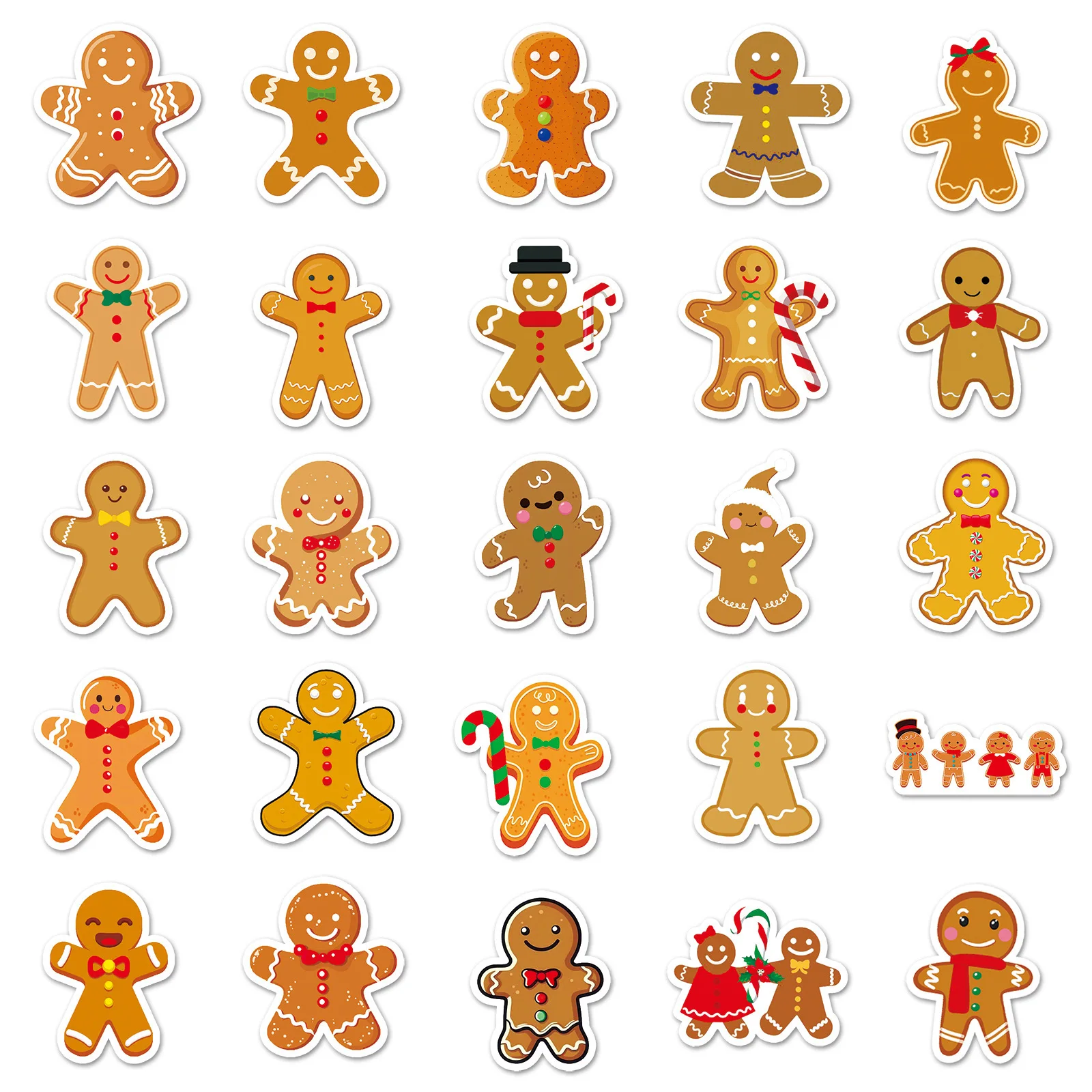 50 Gingerbread Man Christmas Decorative Cookies Cute Cartoon Waterproof Stickers Luggage Tag Stickers Suitable for Backpacks - view 5