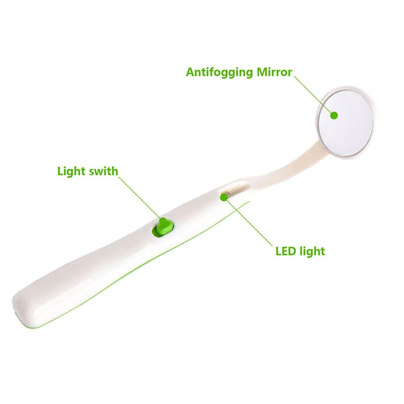 Espejo Led Dental antiniebla, herramienta con mango de plástico para dentista, limpieza de dientes, inspección, instrumento de dentista, 1 Uds.