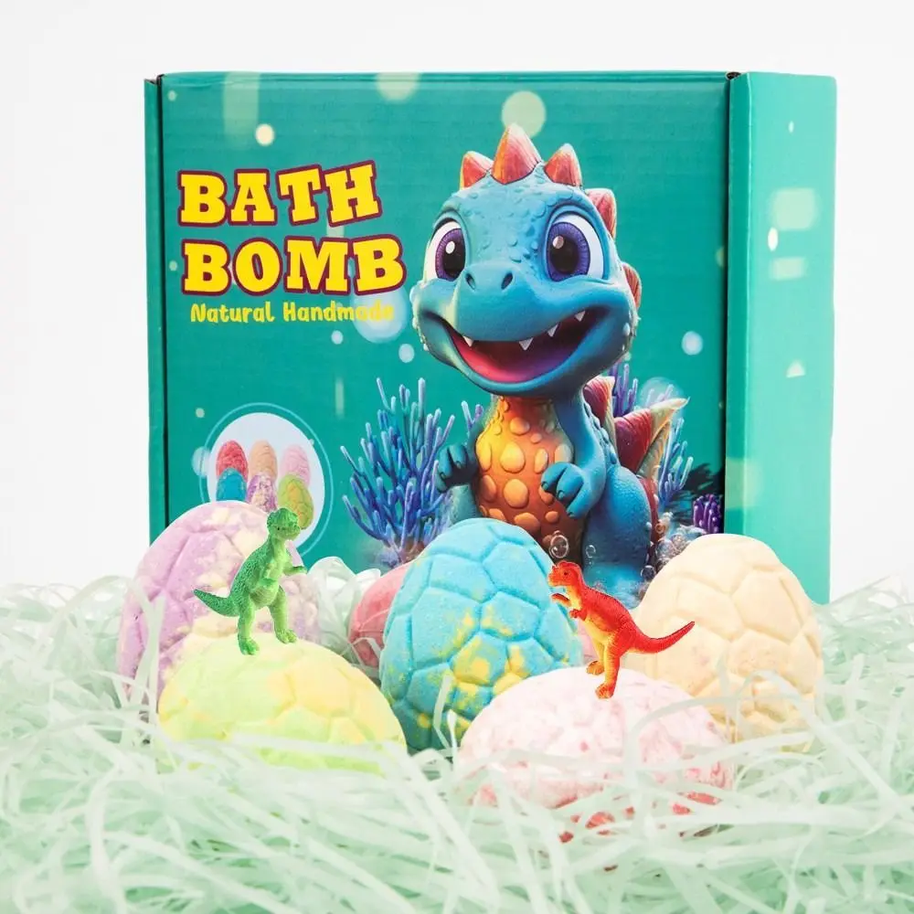 1/6Pcs Natural Organic Dinosaur Egg Bath Bombs with Surprise Toys Essential Oil Scented Dinosaur Bath Bombs Fizzy Bubble Bath