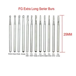 25mm Dental Surgical Carbide Cutters Finishing Drill High Speed Tungsten Carbide Bur Shank FGX4 /5 /6 /557 /1558