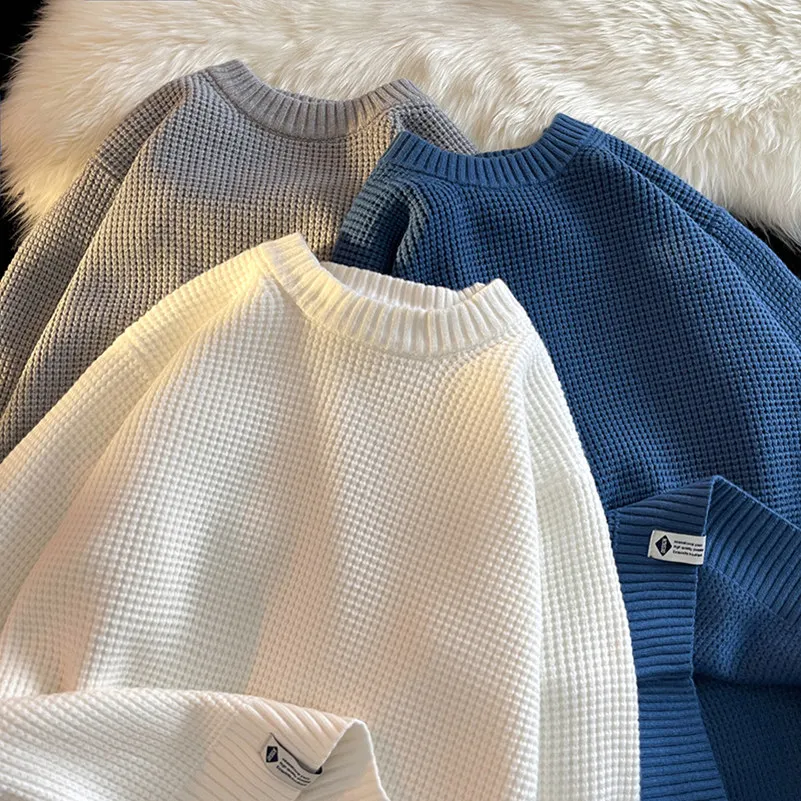 

Spring Autumn 2024 Knitted round Ne Pullover Pure Color Loose Top for Teens Casual Wear Comfortable Breathable Youthful Sle