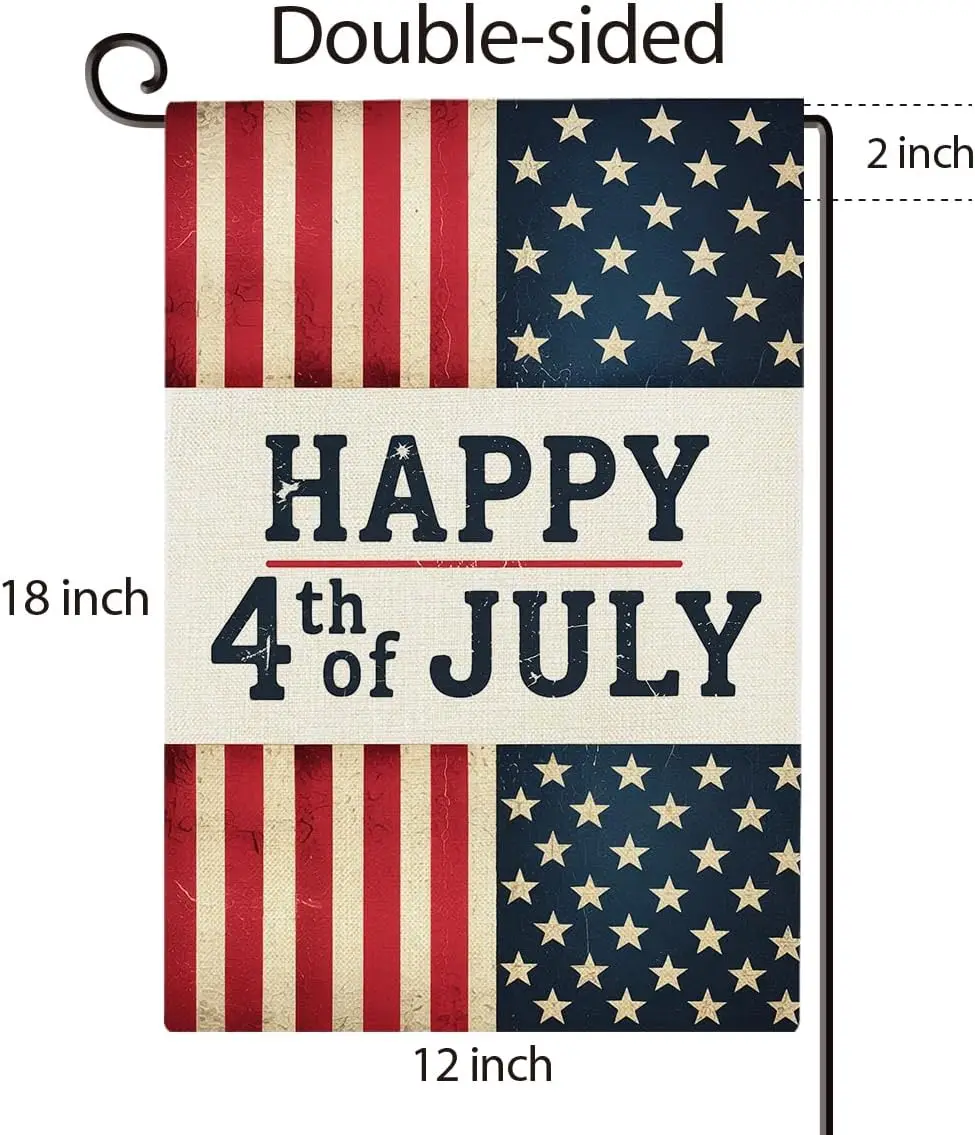Memorial Day Patriotic Garden Flag 12x18 Inch Vertical Double Sided, 4th of July God Bless Our Veterans Boots Burlap Yard Fl yyi