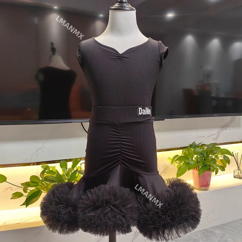 Girls' Latin Dance Practice Dress Children's 2025 New Summer Training Set High end Performance Dress