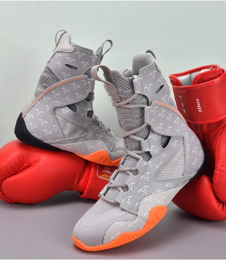 Herren Rutschfeste Boxschuhe Komfortable Kampf- und Ringkampfschuhe Leichtgewichtige Übergrößen High-Top Professionelle Ringerschuhe für Training – Detail 16