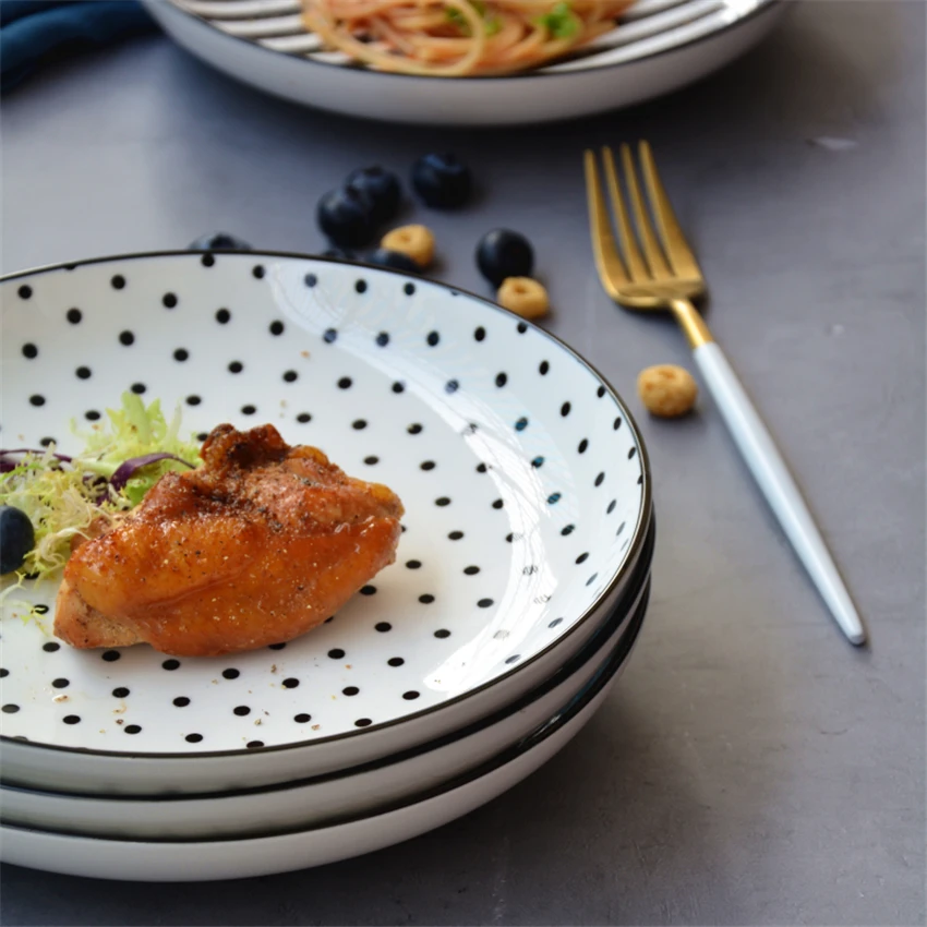 

Nordic Simplicity Dinner Plate Under-glazed Ceramic Dinner Dishes Dessert Tray Pasta Plate Kitchen Dinnerware Microwave Safe