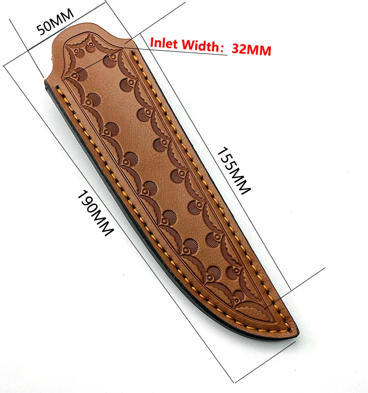 1pc Genuine Cowhide Fixed Blade Knife Scabbard Outdoor Straight Knives Cow Leather Sheath Cover Storage Bag Pants with Belt view 5