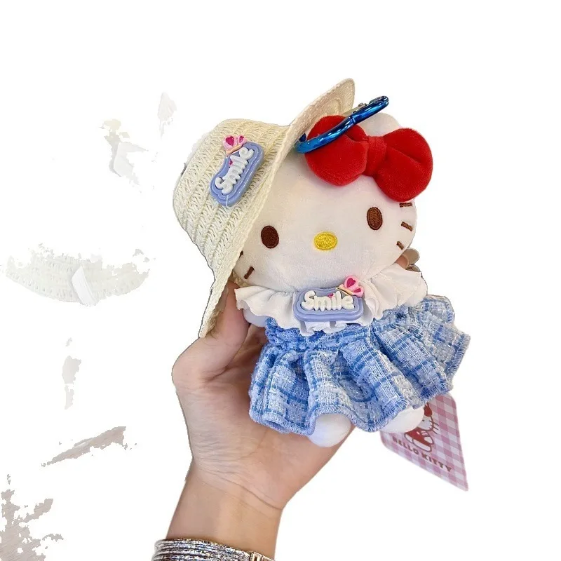 Sanrio cartoon hello kitty boneca de pelúcia chaveiro pingente mochila diária acessórios de moda personalizados presente de festival infantil