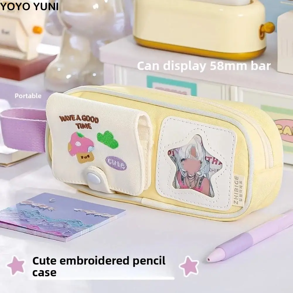 

Multilayer Y2K Cartoon Stationery Bag Embroidery PVC Display Korean Pencil Case Cosmetics Card Pen Aesthetic Ins Pencil Pouch