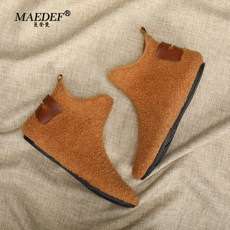 MAEDEF-zapatos de alta calidad para hombre, mocasines de algodón cálido, antideslizantes, informales, color marrón, para interior y dormitorio